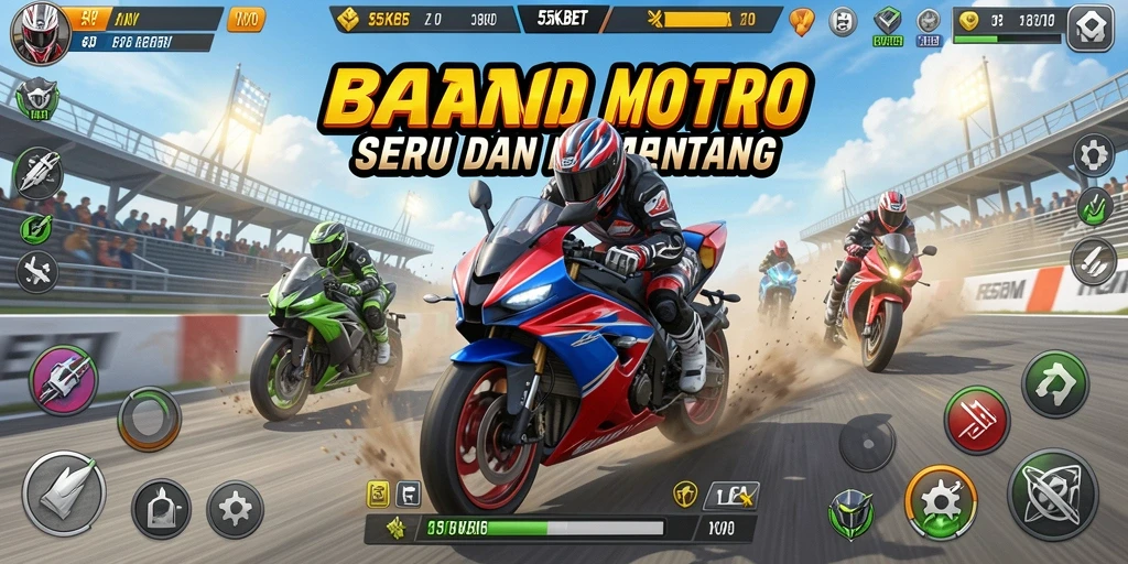 Gameplay mendebarkan dalam 55KBET dengan balapan motor.