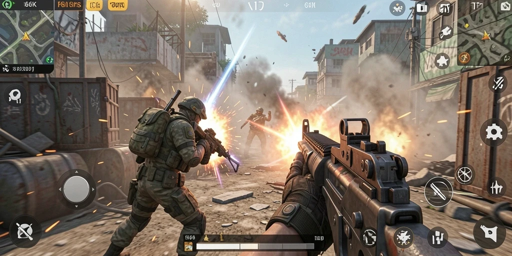 Tangkapan layar dari gameplay TPS yang mendebarkan di 66K.