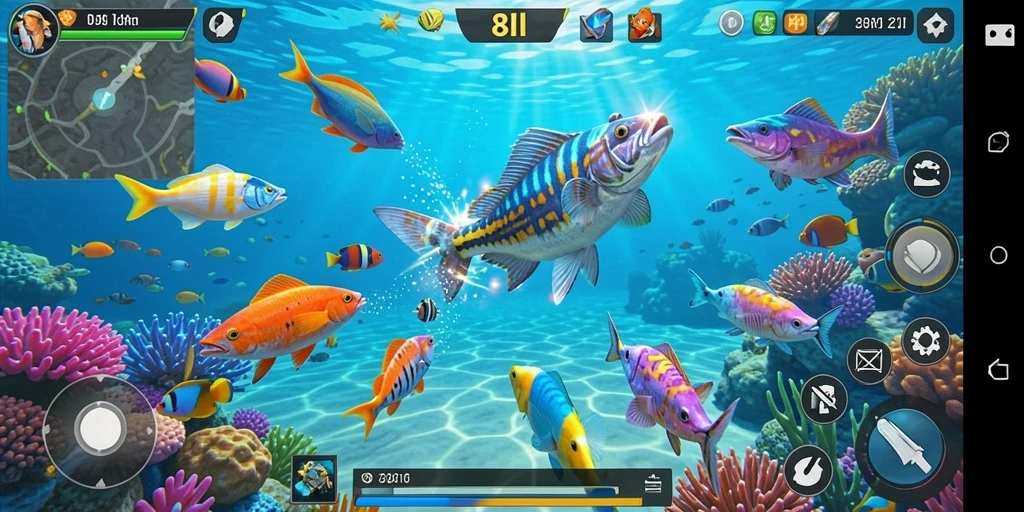 Gameplay seru saat menembak ikan berwarna-warni di 8II.
