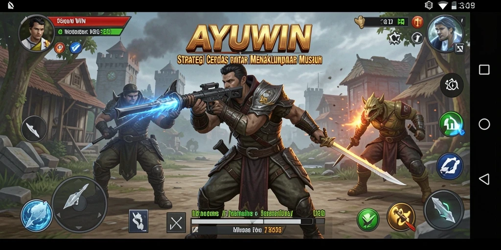 Tampilan gameplay AYUWIN dengan pertempuran strategi yang mendebarkan.