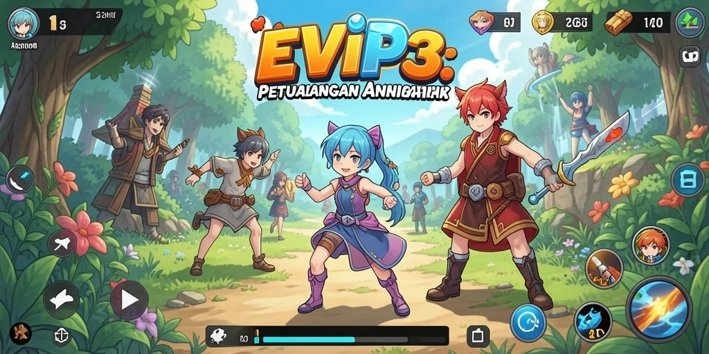 Gambar aksi seru dan karakter unik dalam EVIP3.