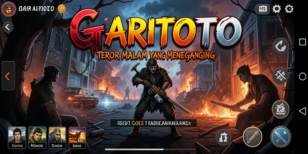 Gameplay GARITOTO menampilkan suasana menyeramkan dan penampakan hantu yang mencekam.