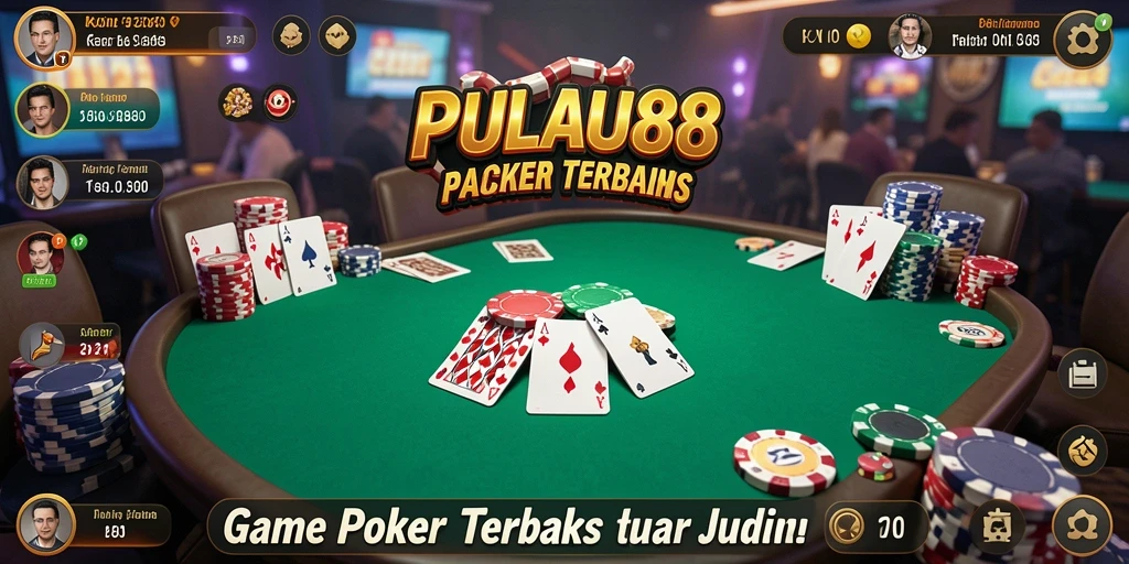 Screenshot gameplay PULAU88 dengan tampilan meja poker yang dinamis.