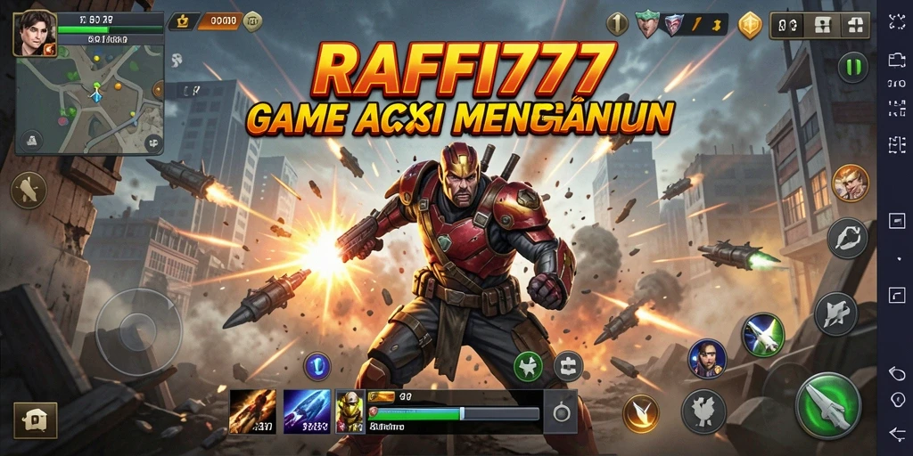Tampilan gameplay menegangkan dalam RAFFI777 dengan aksi bertarung yang seru.