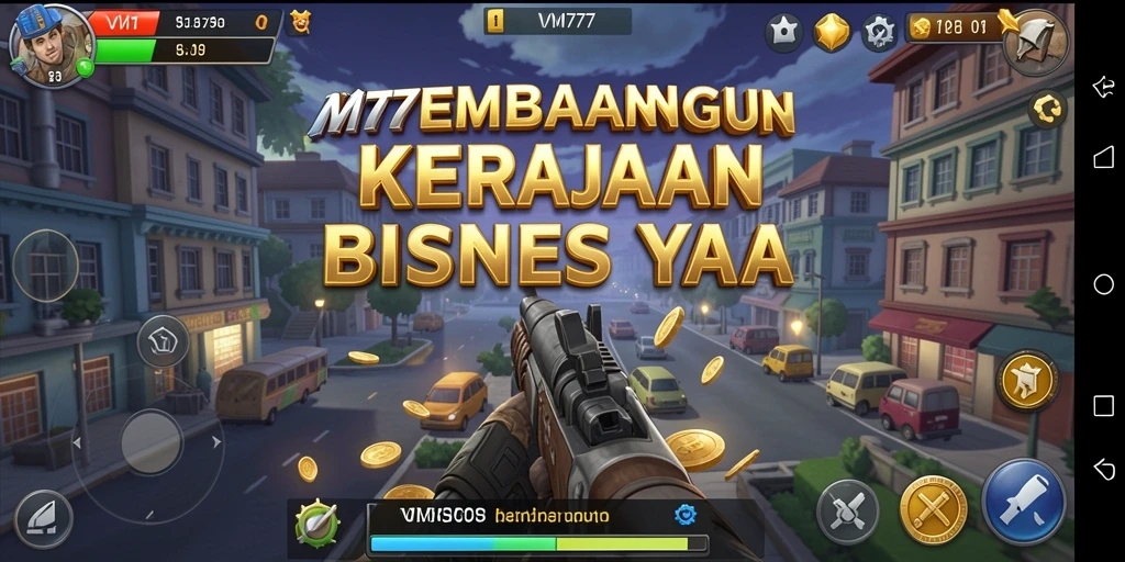 Screenshot gameplay VM777 yang menunjukkan proses membangun kerajaan bisnis.